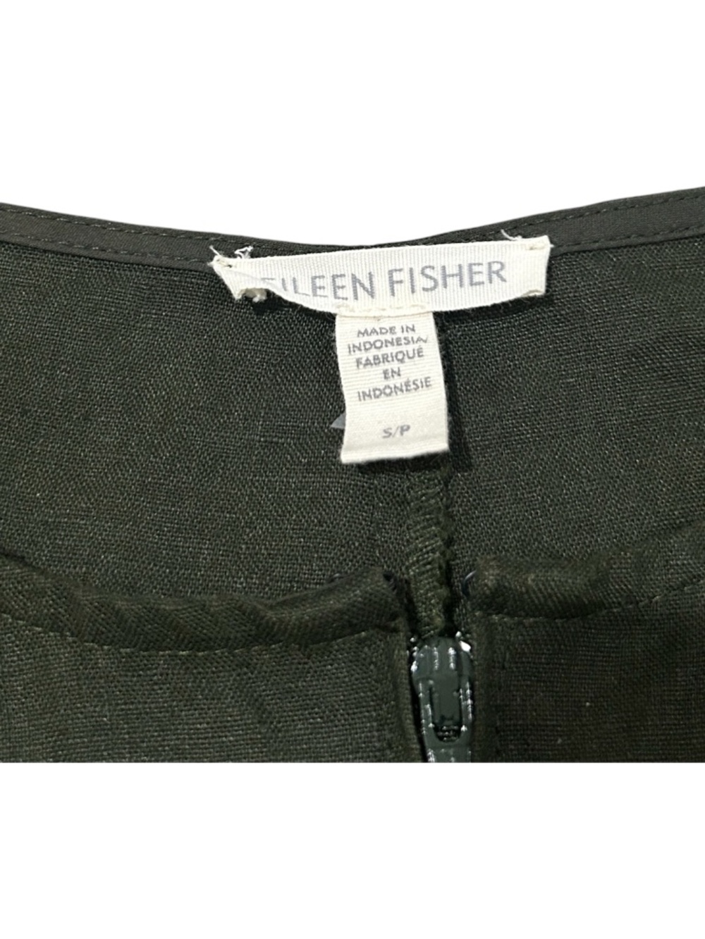 Eileen Fisher Organic Linen Jumpsuit Front Zip Sleeveless Size Small In Green - Picture 10 of 14